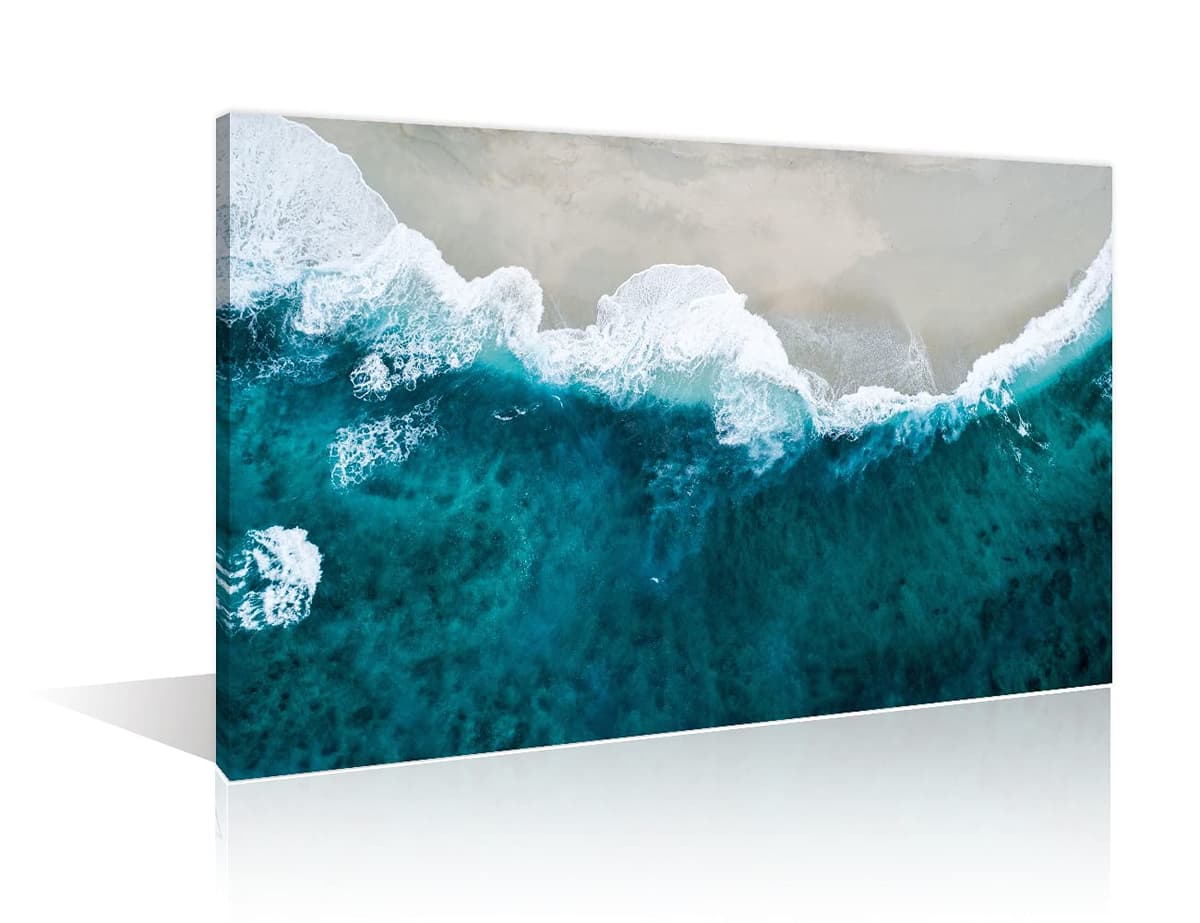 TISHIRON Wall Art Sandy Beach Sunrise Pictures Painting on Canvas Wall Art Modern Framed Seaside Canvas Prints Ready To Hang(24X16in) — view 33