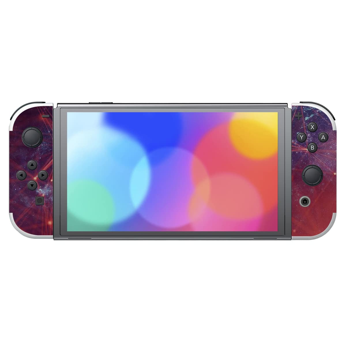 playvital Full Set Protective Stickers for Nintendo Switch OLED Model, Customized Vinyl Decal Skins for Switch OLED Console & Joycon & Dock & Grip - Nebula Galaxy — view 4