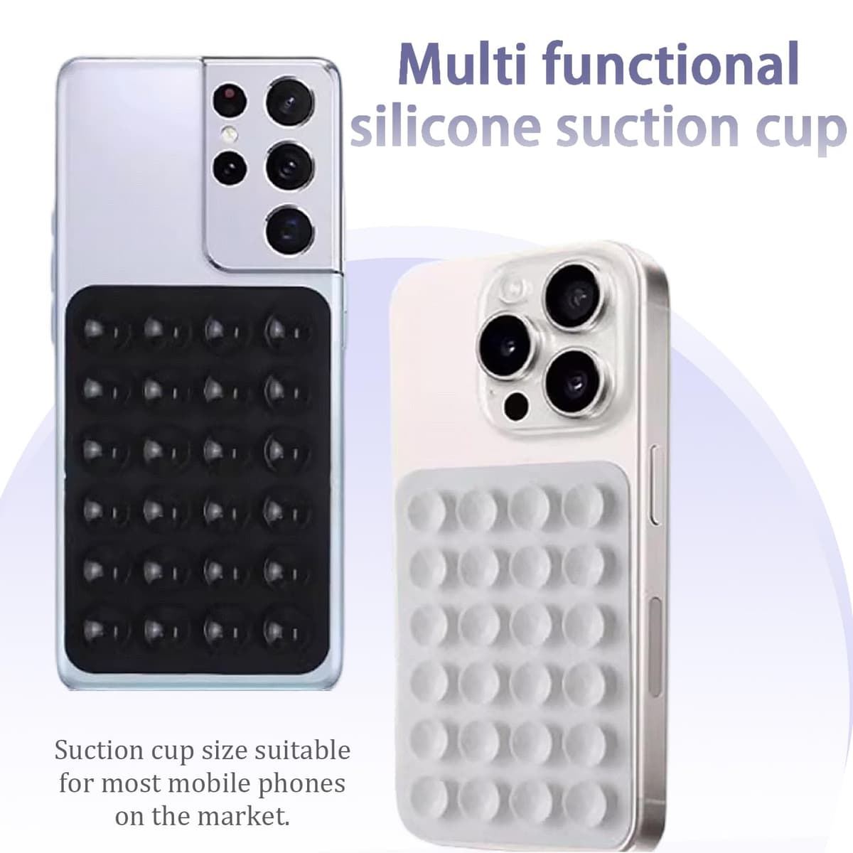 4 Suction Cup Holders for Mobile Phone, Silicone Phone Holder Suitable for 4 Packs of Silicone Suction Cups for All Models of Mobile Phones, Silicone Suction Cup for Car (NEG — view 4