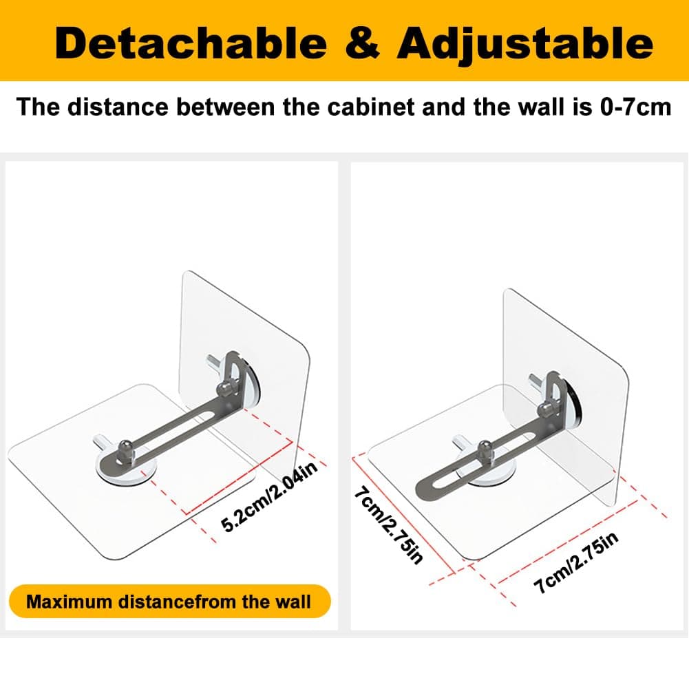 Anclaje Mueble Pared Sin Taladrar 4PCS, 7cm Grande Adhesivo Anclaje de Pared para Muebles Anclaje Pared Mueble Correas de Pared para Muebles Protección Infantil y Protección de Mascotas (4 Paquetes) — view 5