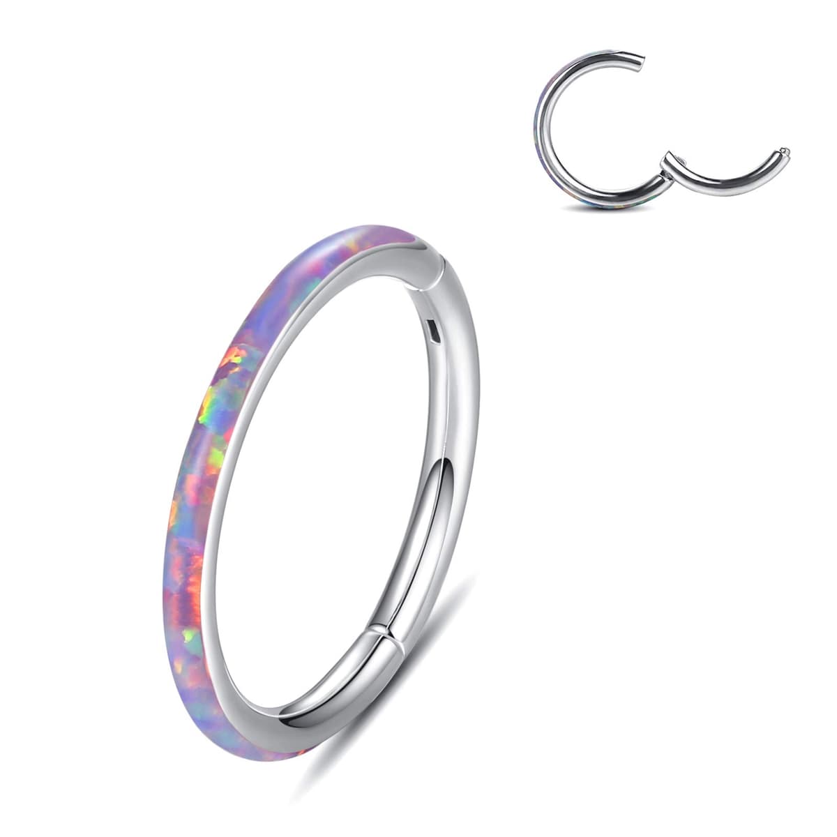 Yrogcu 20G 18G 16G 14G Single/Double Hoop Stainless-Steel Seamless-Hinged-Piercing Segment-Clicker Nose-Ring-Hoop : Diameter 6mm 8mm 10mm 12mm Cartilage Earrings — view 11