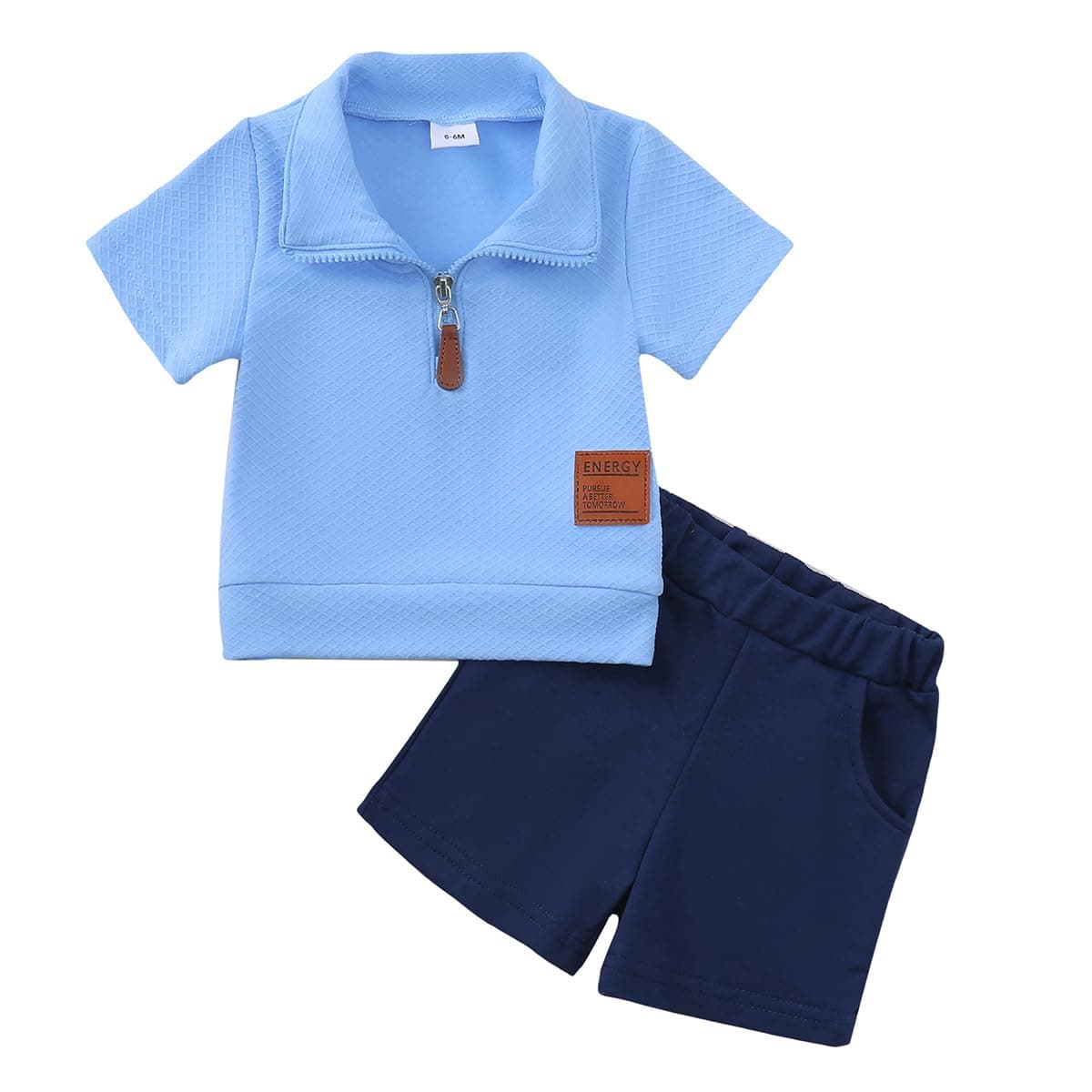 Conjunto Ropa para Niños Pequeños Manga Corta con Cuello Vuelto Camiseta Polo Lisa/Estampada y Pantalones Cortos 2 Piezas Chándal Traje para Verano