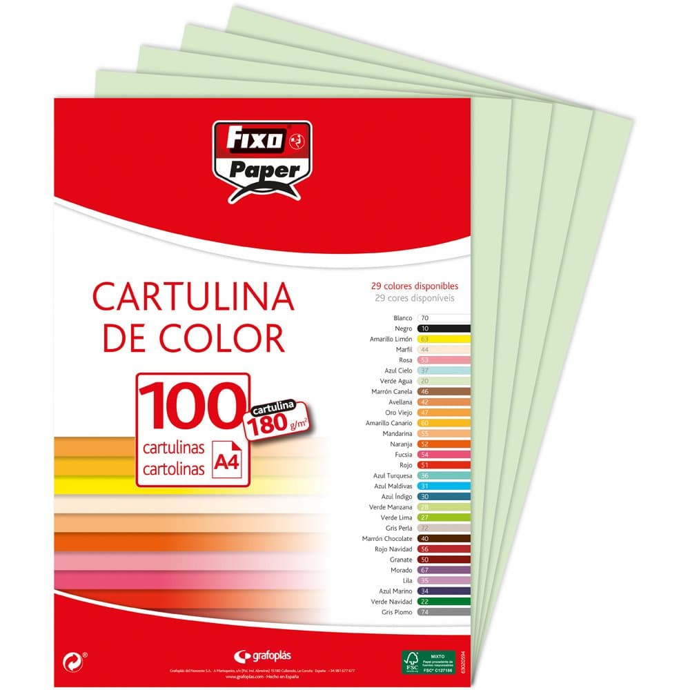 Fixo Paper 11110470 - Pack de 100 – Cartulina blanca A4, 180g — view 66