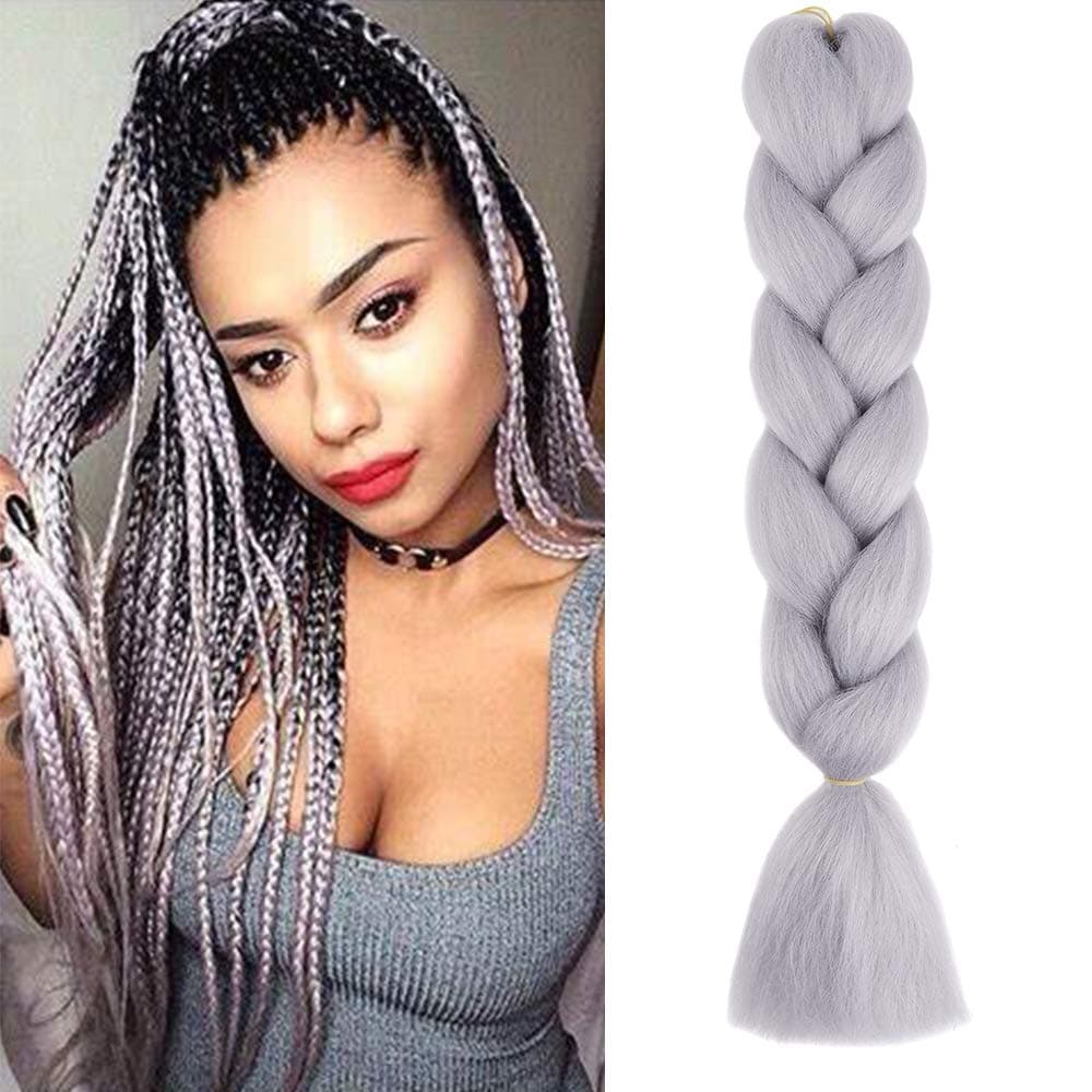 24" Braiding Hair Extension Jumbo Braids Synthetic 3bundles/pack Crochet Hair Afro Box Braid Heat Resistent (Dark Purple) — view 48