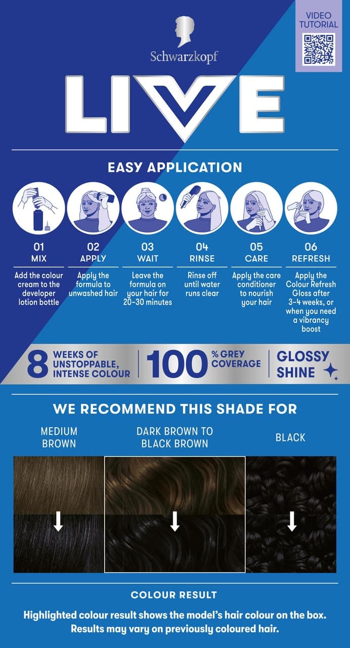 Schwarzkopf LIVE Intense Colour 099 Deep Black, Long-lasting Permanent Black Hair Dye, With Extra Colour Refresh Gloss — view 2