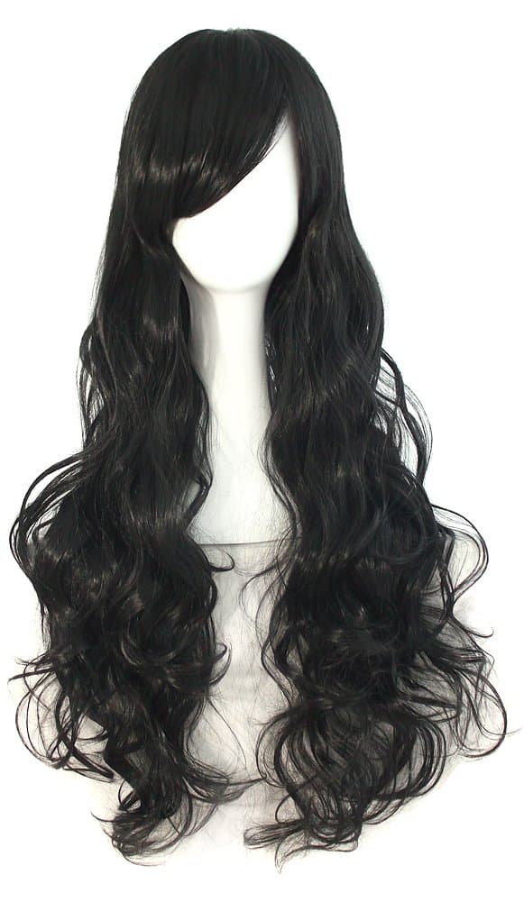 MapofBeauty 24 Pulgada/60 cm Largo Lacio Peluca Con Flequillo Sintética Cabello Heat Resistente Para Fiesta de Cosplay (Rosa Caliente) — view 29