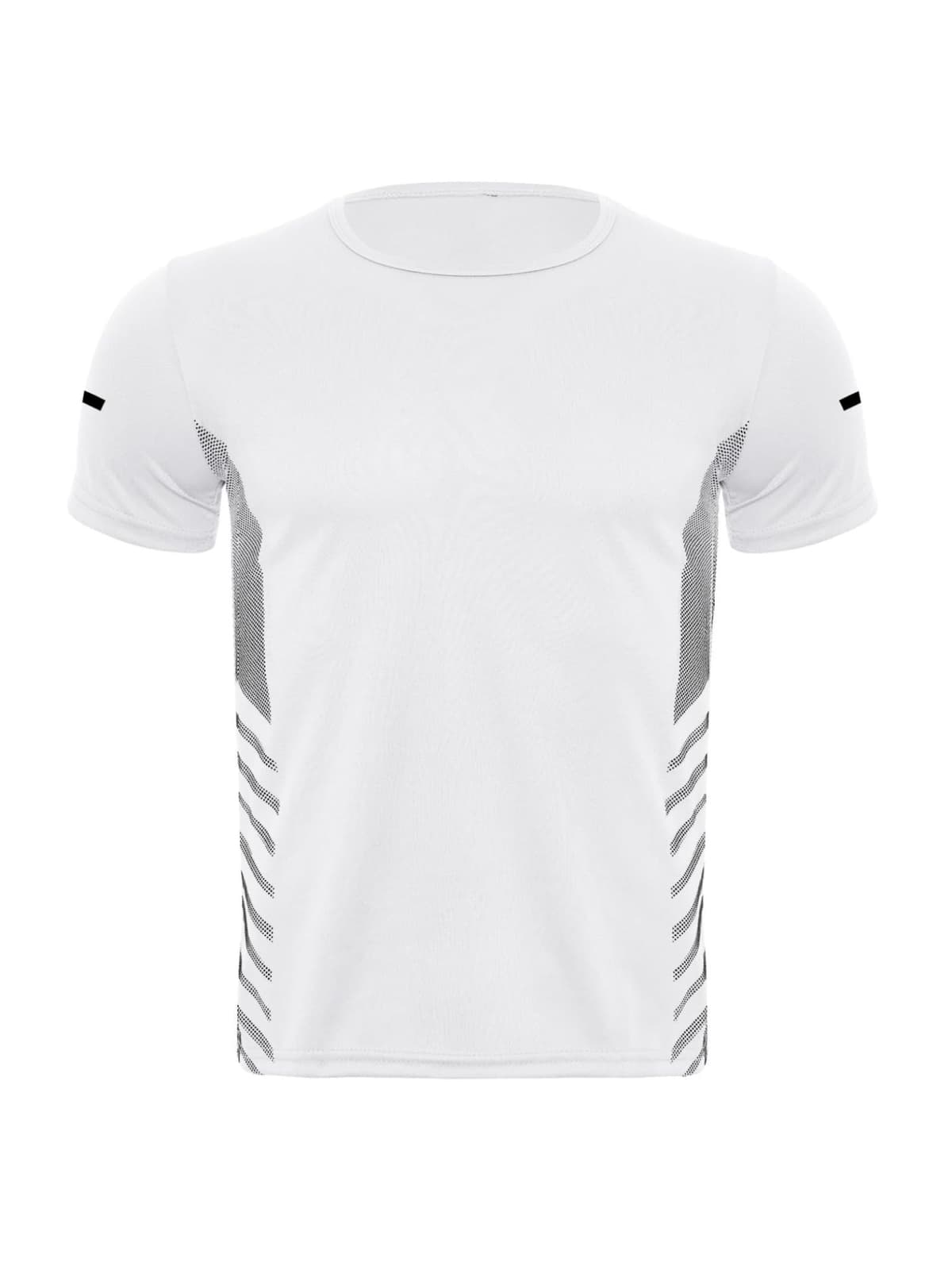 Camiseta de entrenamiento de secado rápido para hombre, transpirable, cuello redondo, manga corta con tira reflectante para gimnasio y correr — view 5