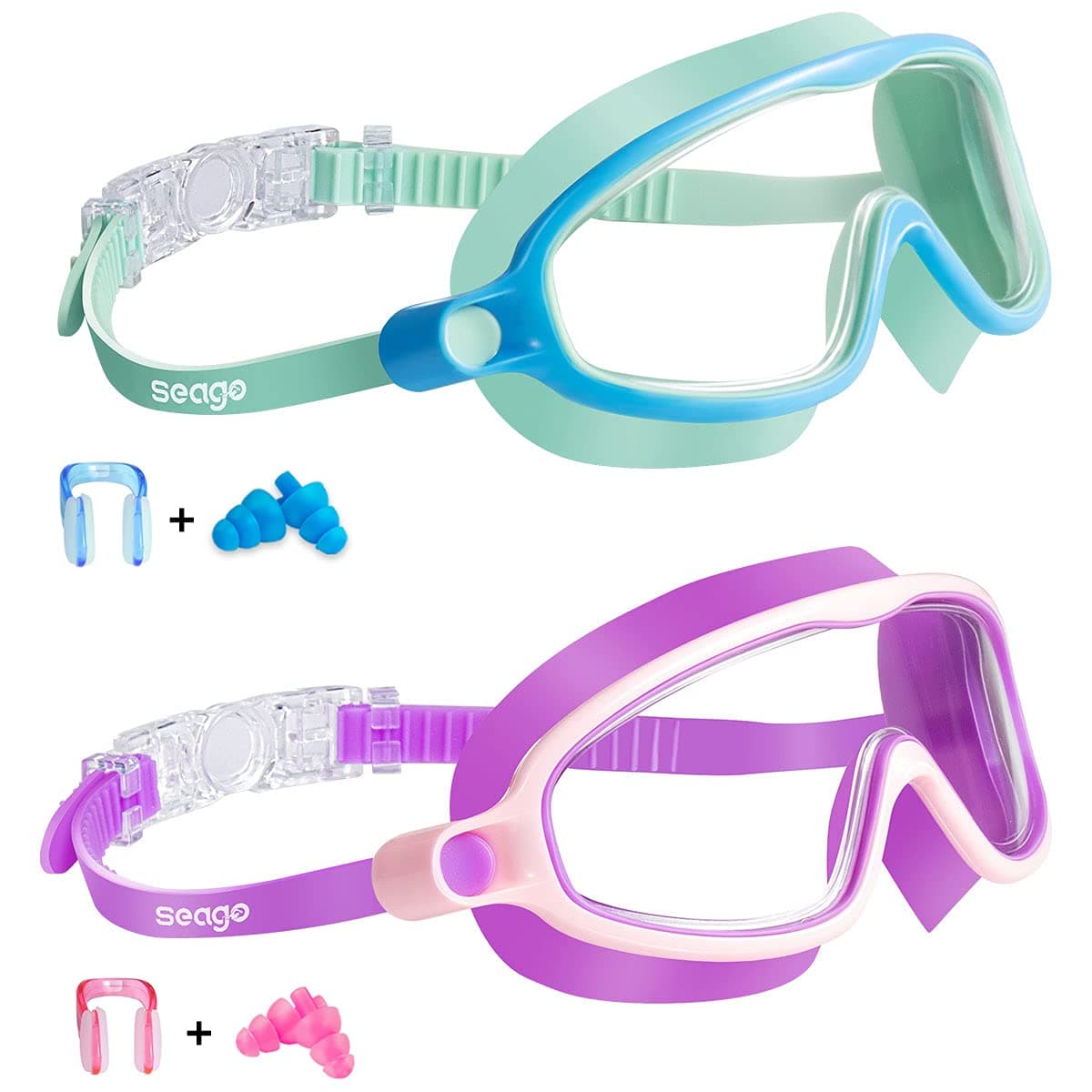 Seago Swim Goggles 2 Pack Anti-Fog Anti-UV Wide View Swimming Goggles for Kids 3-14 — view 16
