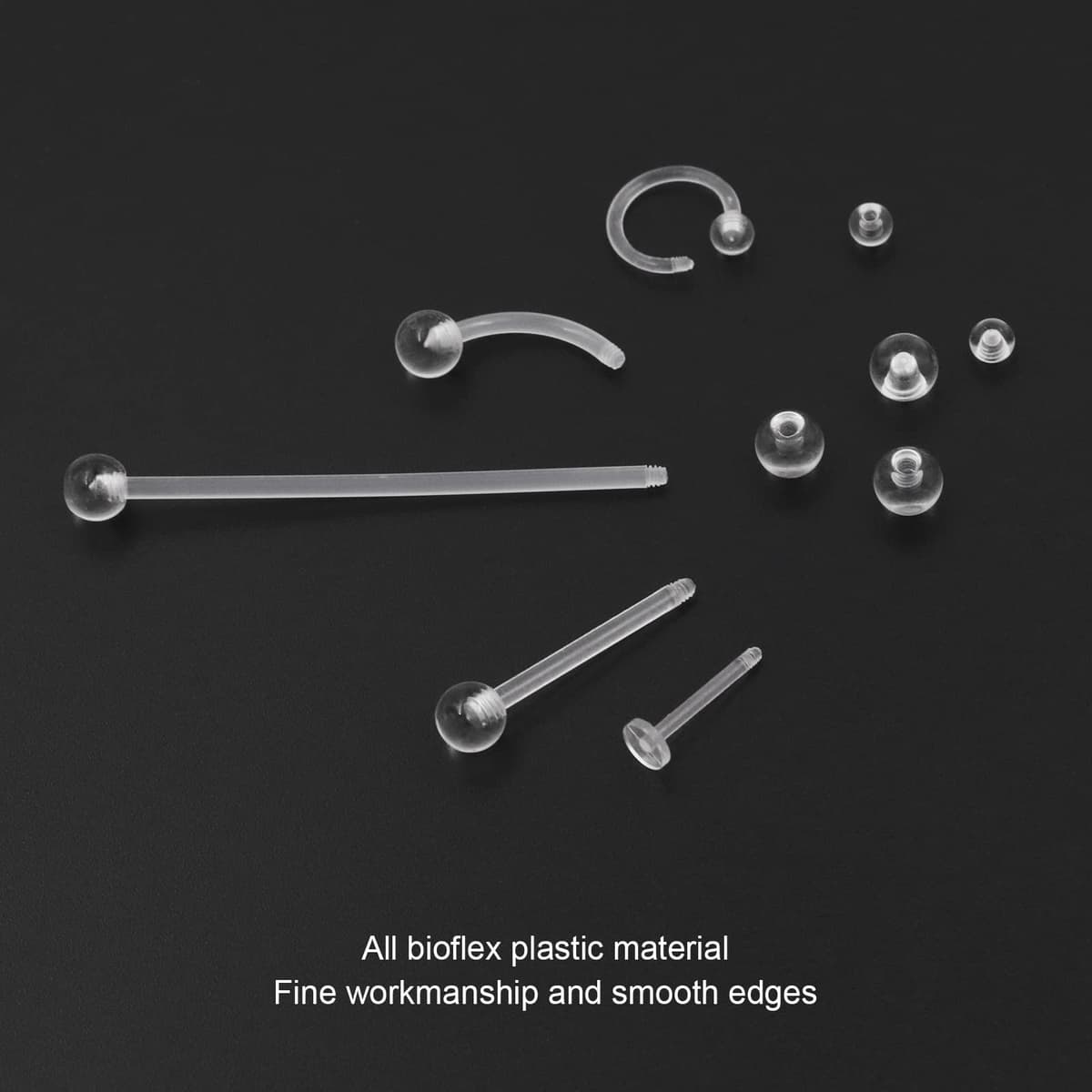 MixPiercing 48Pz Retenedores de Piercing Transparente Nariz Plástico Lengua Pezón Arete Labio Labret Aros De Ceja Cartílago Pulpa Trago Retenedor De Oreja Cirugía Para Quirofano Trabajo — view 6