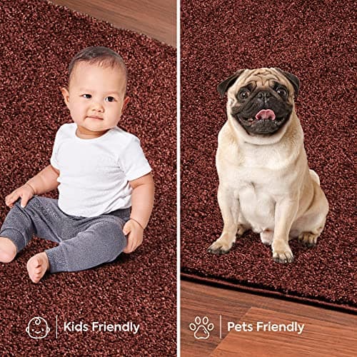 Ambiant Pet Friendly Solid Color Area Rugs Chocolate - 2' Round, Indoor, Stain & Fade Resistant, Perfect for Living Room, Bedroom, Dining Room, Entryway, Doorway, Pet & Kids Friendly Rug, Wedding — view 4