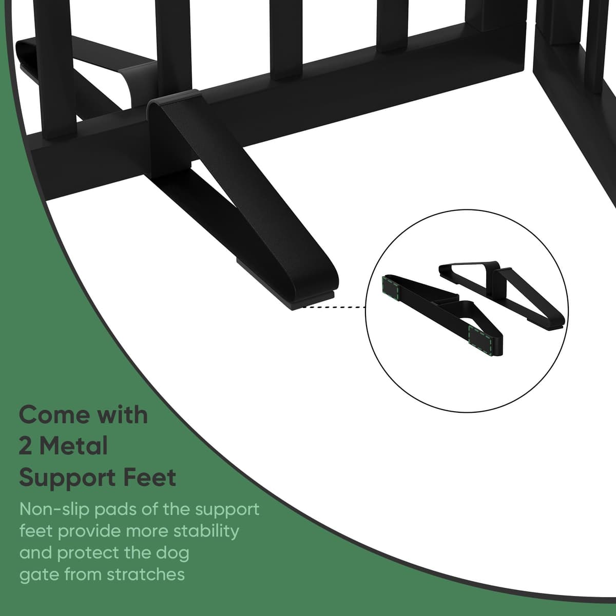 Dog Gates for Doorways, Foldable Dog Gate Indoor, Freestanding Pet Gates for Doorways Bedroom, Puppy Gate with Metal Support Feet, Room Divider 3 Panels (Black) — view 4