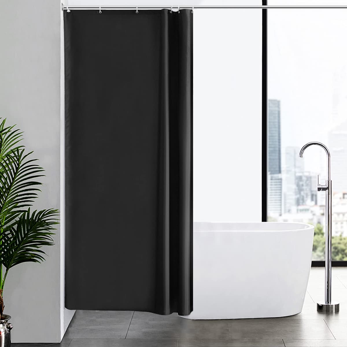 Furlinic Cortina Ducha 200x200cm Antimoho Impermeable Lavable Blanco Tela Poliéster Grandes Cortinas de Baño con 12 Aros de Cortina Ducha. — view 148