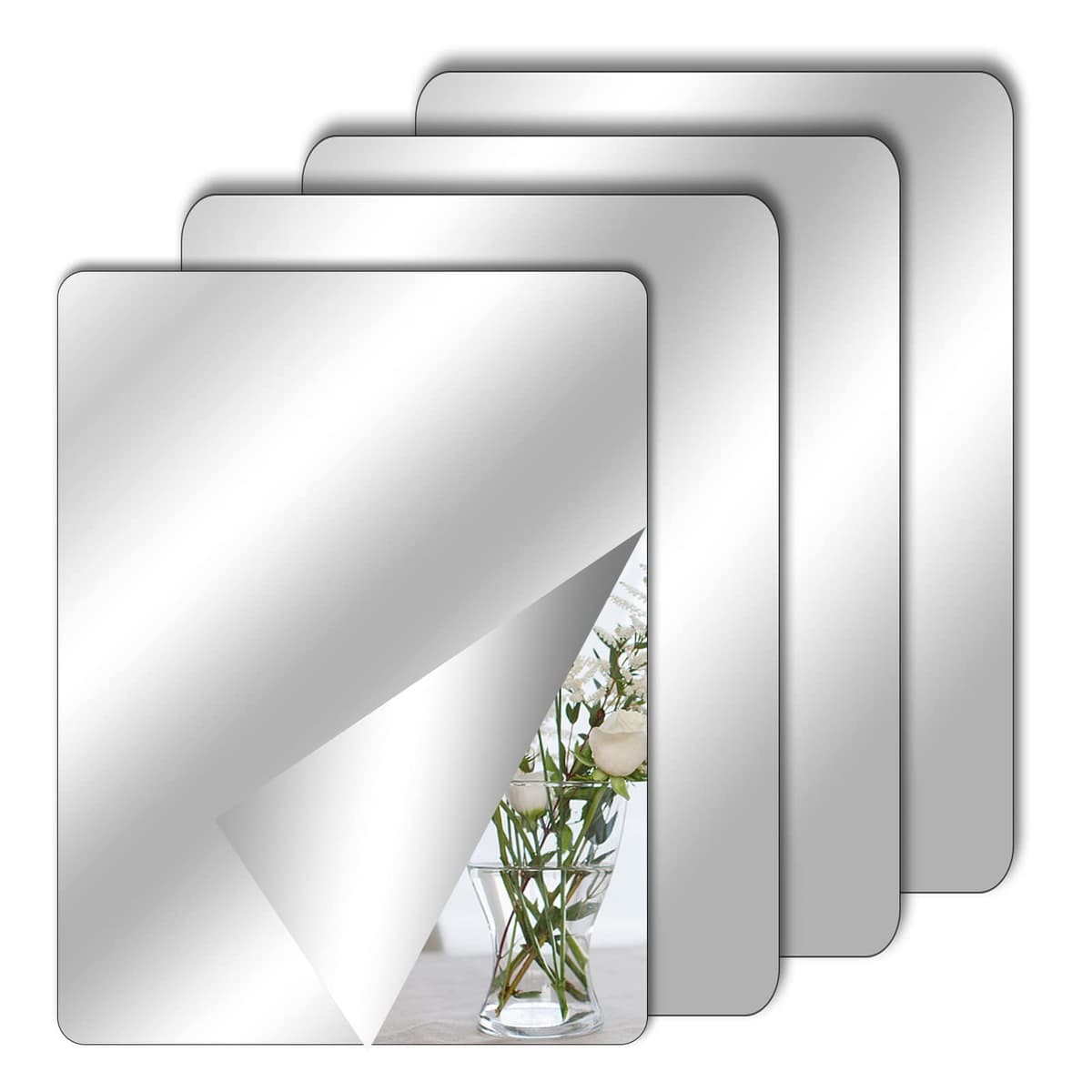 TSLBW 4 Pack Self Adhesive Mirror Stickers 40x30cm Acrylic Mirror Sheets for Wall School Home Livingroom Bathroom Bedroom Decor — view 7