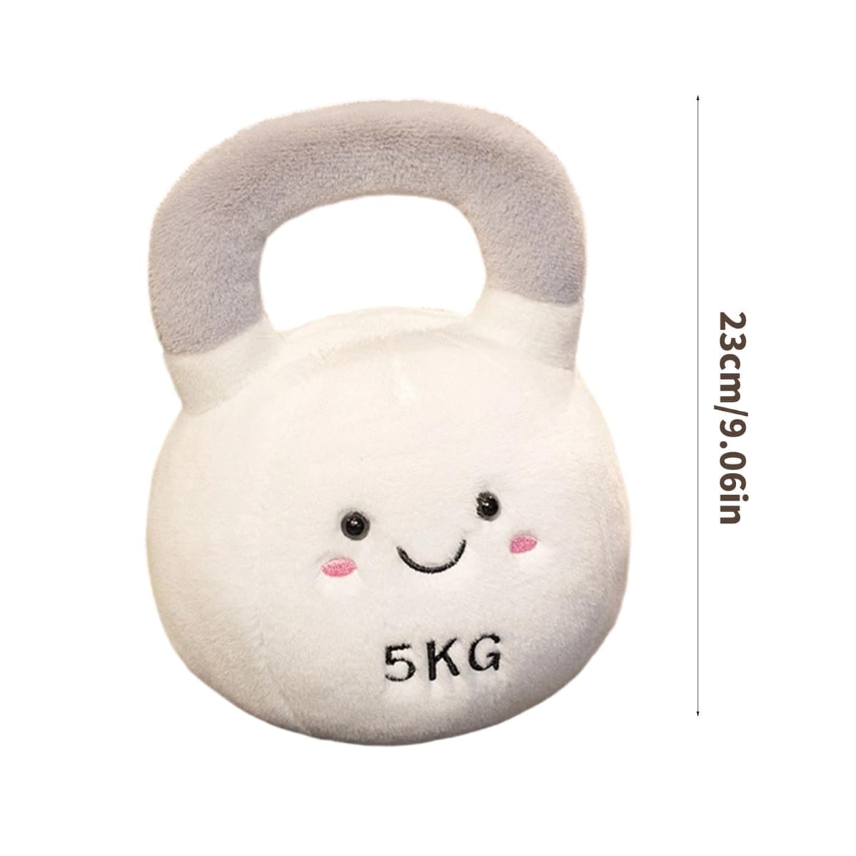 Baby Friendly Kettlebell Shaped Plush Toy Throw Pillow Early Learning Sensory Gift White Soft Gym Themed Stuffed Animals — view 5