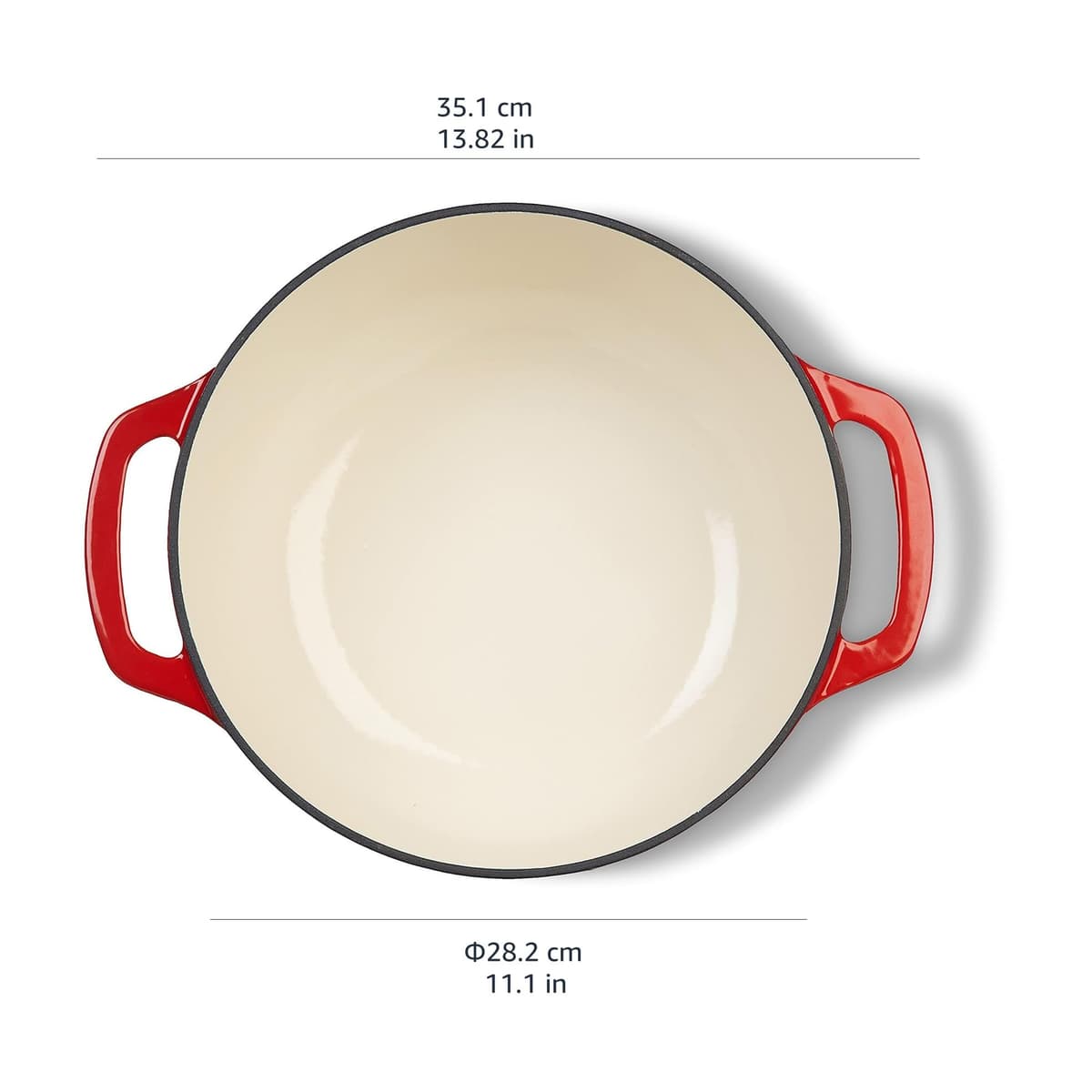 Amazon Basics Redondo Horno holandés de hierro fundido esmaltado, 5.7 L, Rojo — view 5