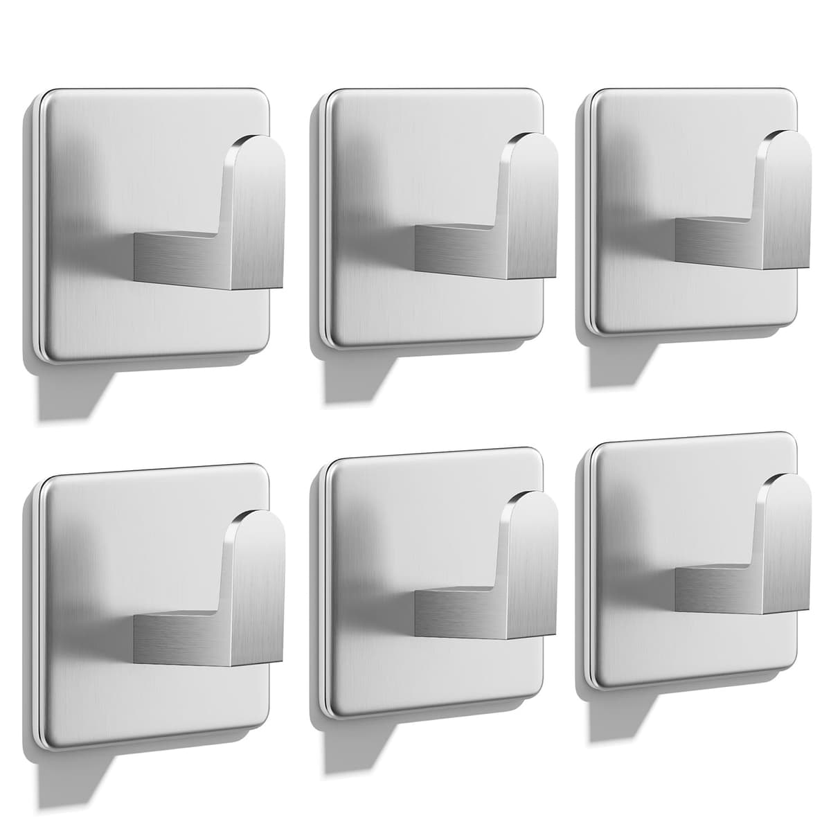 Auxmir Ganchos Adhesivos para Pared, Acero Inoxidable Colgador Toallas sin Taladro, Toalleros Autoadhesivo Extrafuerte para Baño Cocina Albornoz Trapos, Gris, 6 Piezas — view 12