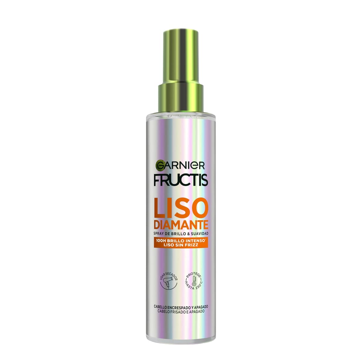 Garnier Fructis Diamond Smooth Spray, Shine and Smoothness, 100H Intense Shine, Smooth without Frizz, Light Feel, Thermal Protection, 150 ml