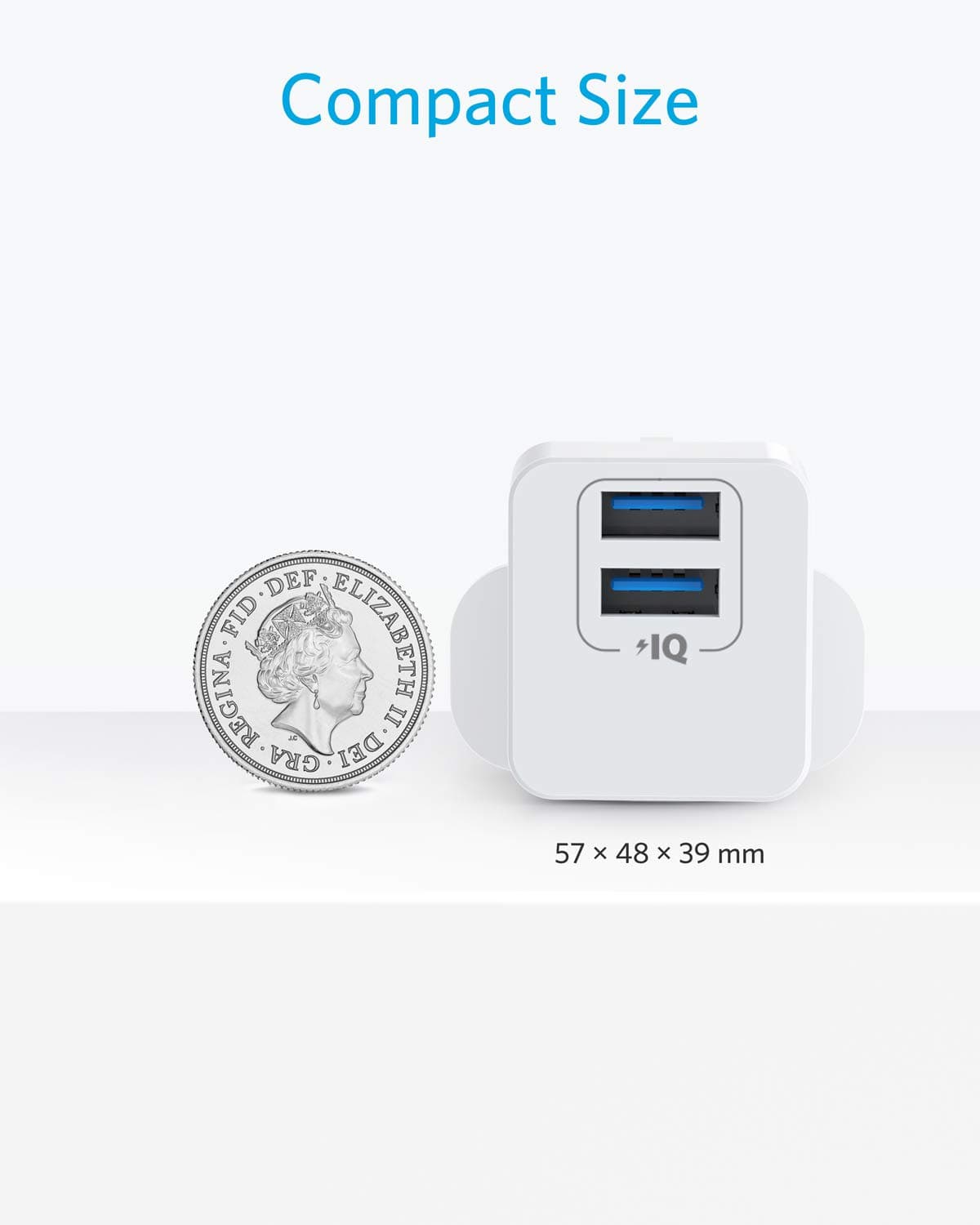 USB Plug, Anker PowerPort mini Dual Port USB Charger, Compact Wall Charger Cube, For iPhone 15/14/13/12/11 Pro Max, Galaxy S23/S22/Note20, HTC, LG, and More — view 2