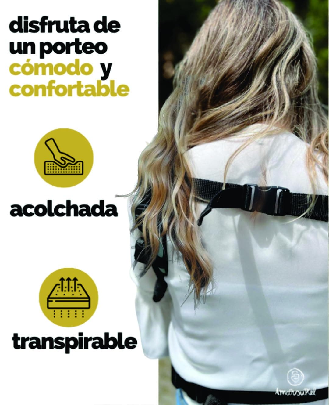 Amarsupiel - Mochila Porteo Bebe Evolutiva y Ergonomica - Cómoda y Fácil de Ajustar a la Espalda - Portabebes Recien Nacido de Algodón - Orgánico & Transpirable (Mint Liso) — view 5