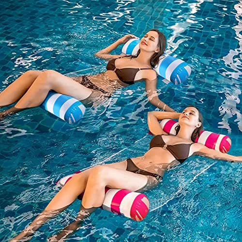 Yodooshi 【4 Pack】 Inflatable Pool Floats Hammock, Water Hammock Lounges, Multi-Purpose Accessories(Saddle, Lounge Chair, Drifter) for Swimming Pool, Beach, Outdoor Blue&Navy&Rose&Green — view 6