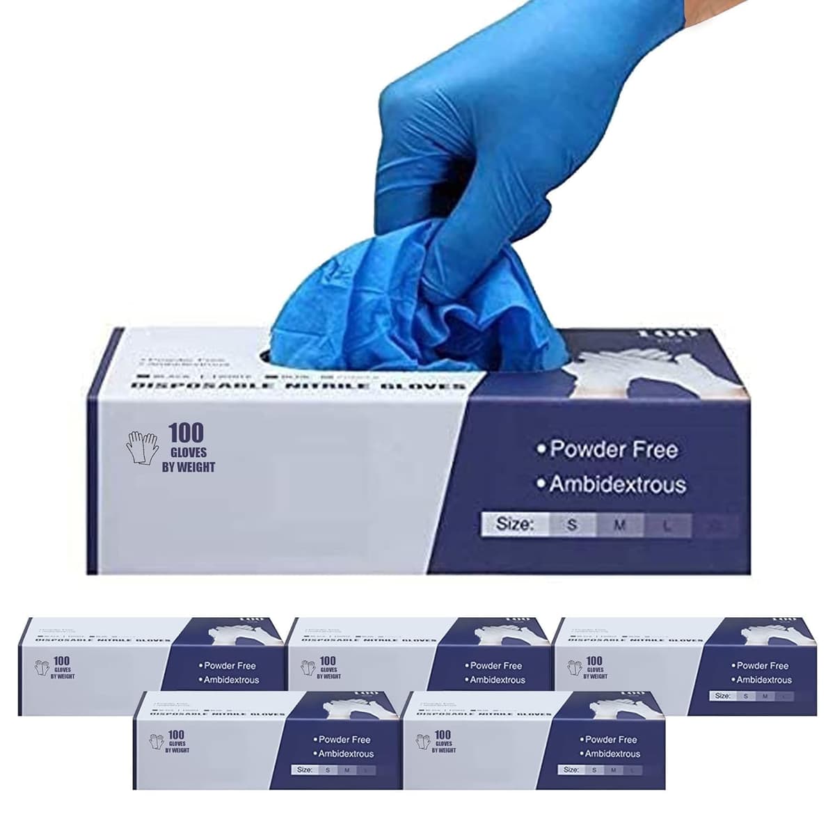 PRAIMA Surgicals Powder Free Nitrile Gloves, Food Grade, Hand Disposable Gloves - 100 Count - Blue (100, Large) — view 9