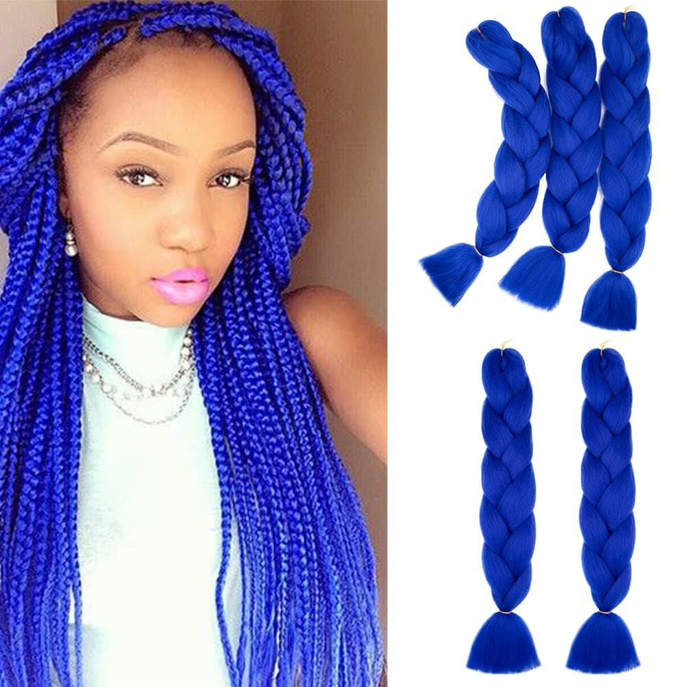 24" Braiding Hair Extension Jumbo Braids Synthetic 3bundles/pack Crochet Hair Afro Box Braid Heat Resistent (Dark Purple) — view 145