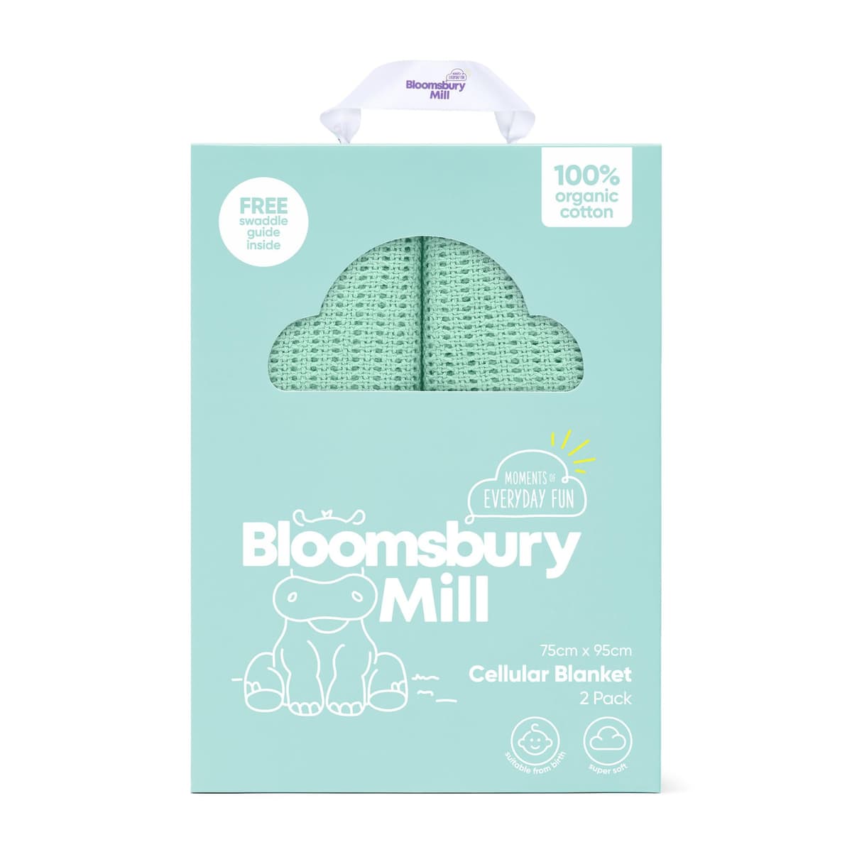 Bloomsbury Mill - Cellular Blankets Baby - Soft 100% Organic Cotton Baby Blanket - Pack of 2 - Essentials For Newborn - Ideal for Cot Bed, Travel, Car Seat, Pram, Moses Basket - Cream 75x95cm — view 5