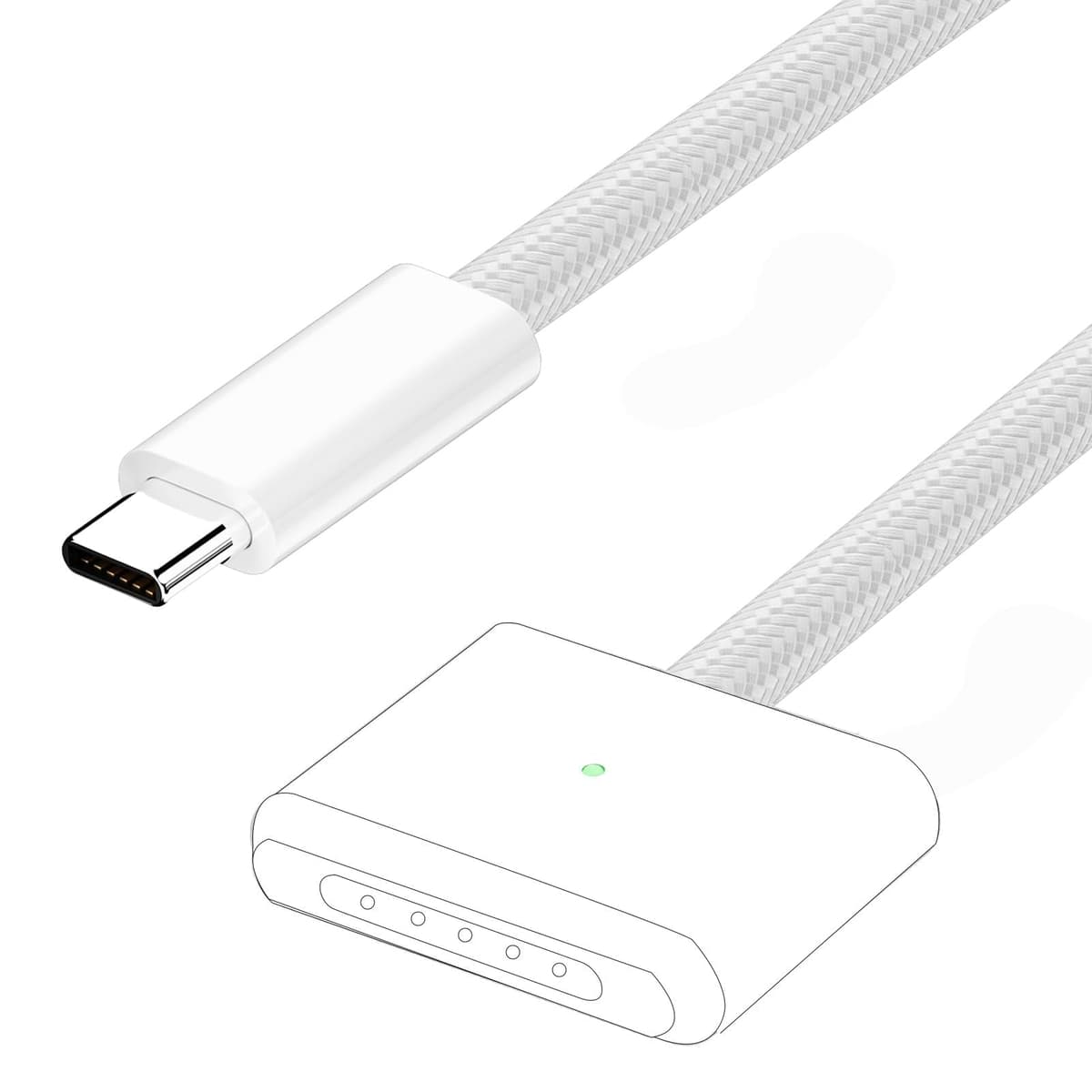 Auravale 140 W Cable USB-C a mag Safe 3, Cable Carga Rapida USB C a mag Safe 3 para Mac Book Air de 15 pulgadas/13 Pulgadas M4 2025, M3 2024, M2 2023, M2 2022, Mac Book Pro de 16