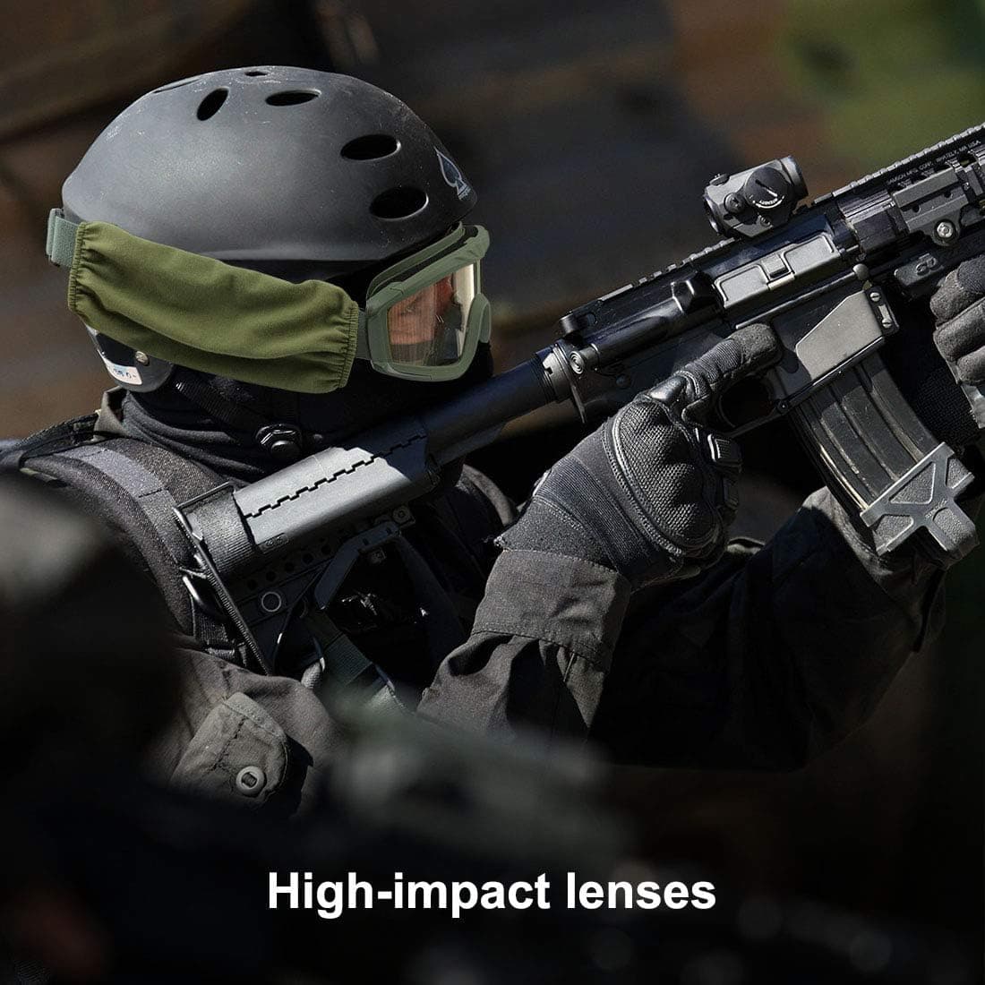 Feyachi Gafas de airsoft tácticas militares con 3 lentes intercambiables, protección UV400, gafas de tiro antivaho, para deportes al aire libre, caza, ciclismo, paintball — view 5