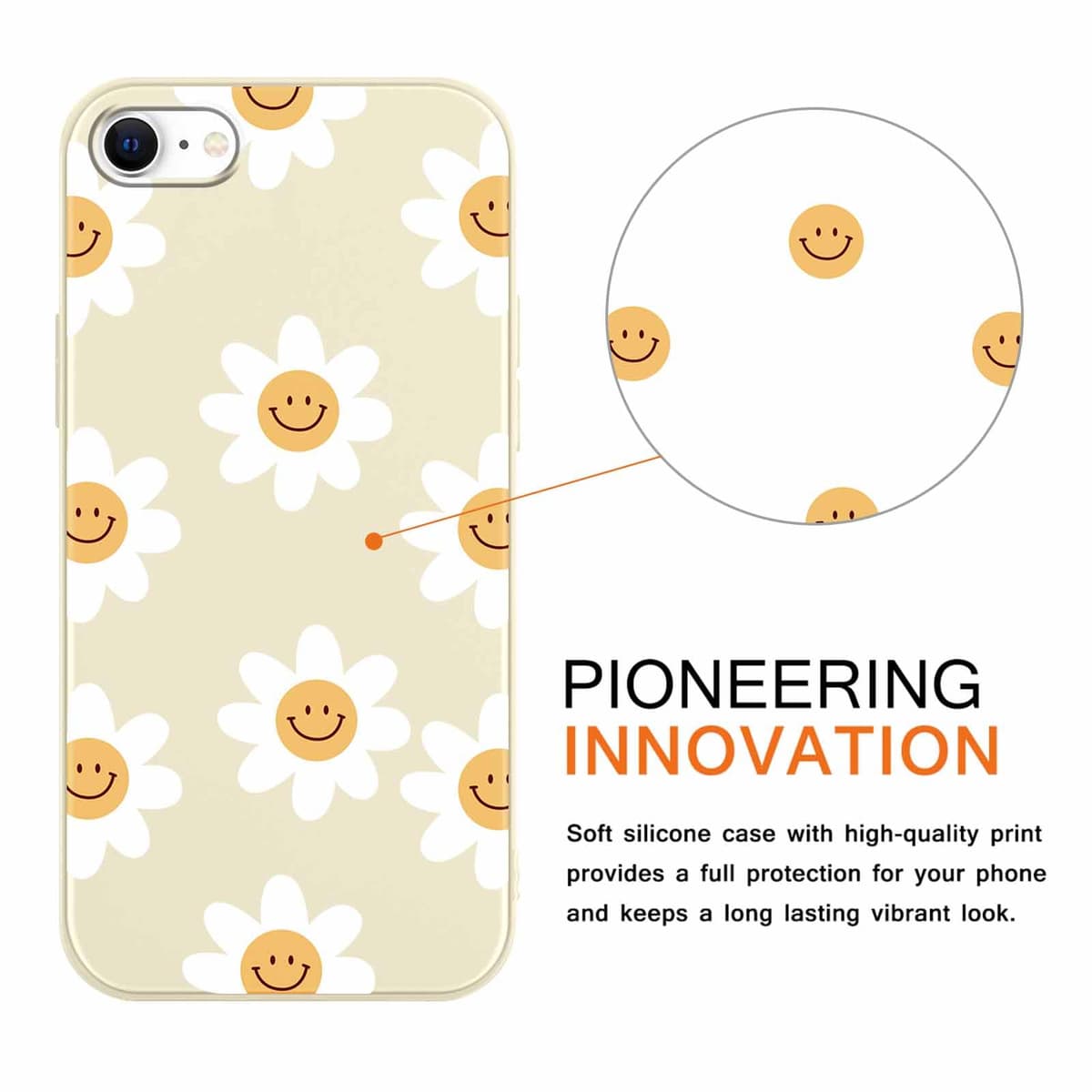 Yoedge 2 Pack Cute Flowers Print Suitable for iPhone 8/7/ iPhone SE 2022 2020 4.7" Phone Case, Floral Daisy Aesthetic Pattern Shell Soft Silicone TPU Shock-Absorbing Smile Cover for Women and Girls — view 3