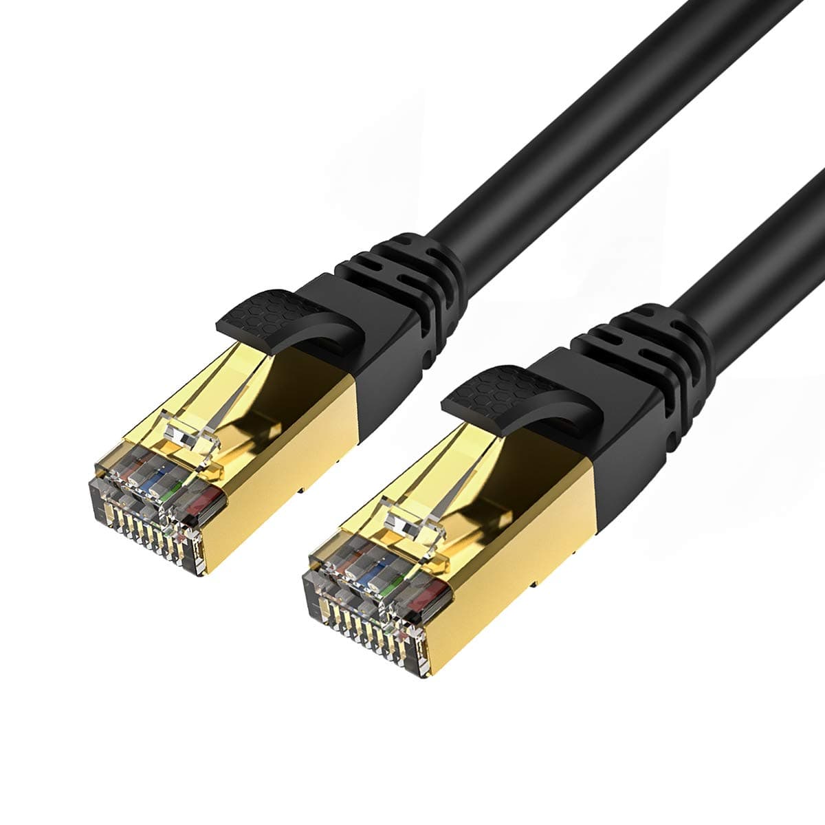 VEEtOP Cable Ethernet Cat 8 de Red con Conectores rj45 Oro para 40 Gigabit Internet LAN 1m Negro — view 14
