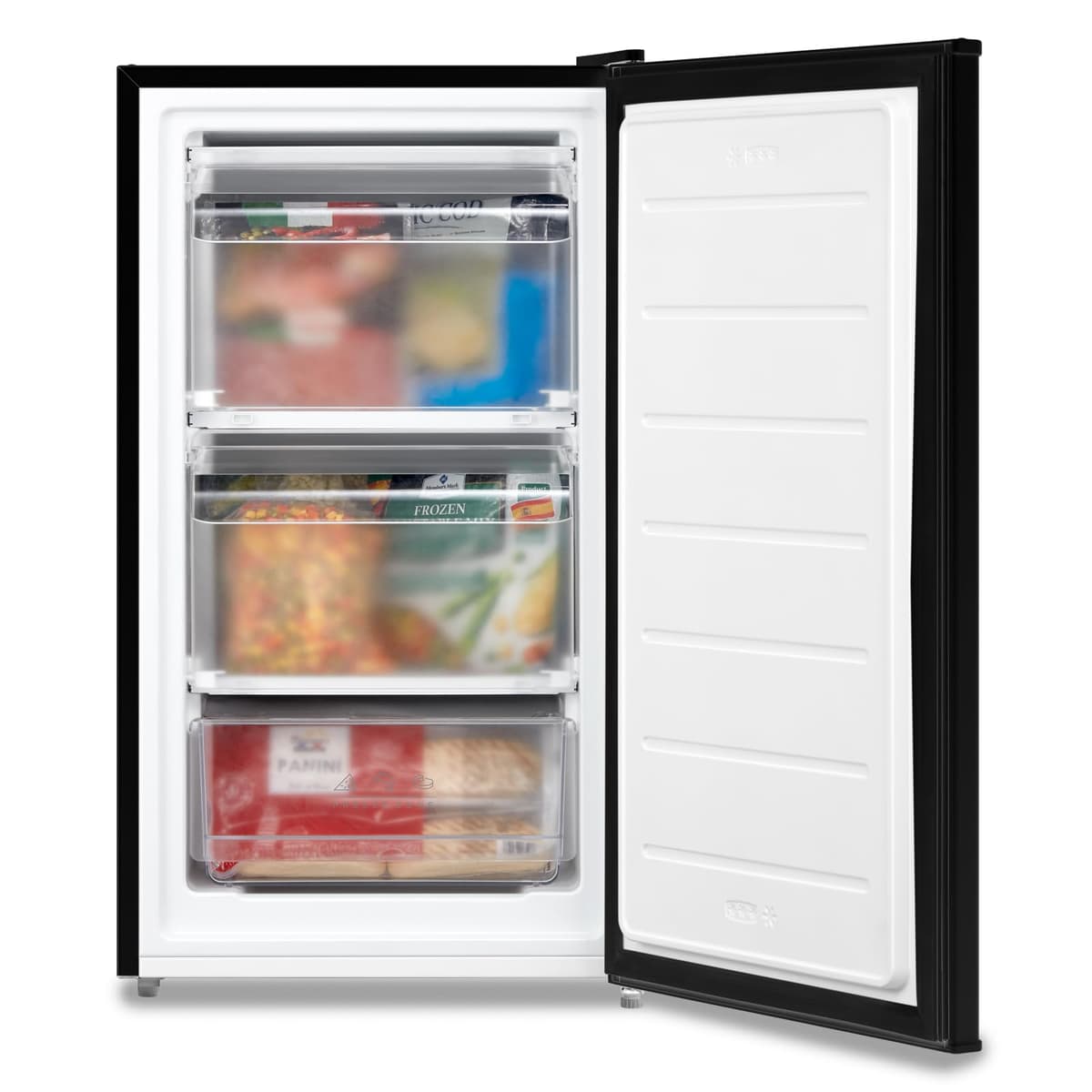 COMFEE' RCU60BL2UK(E) 60 Litre Freestanding Under Counter, 48cm Upright Freezer Adjustable Thermostat, Reversible Door, 4 Star Freezer Rating Drawer, Black — view 2