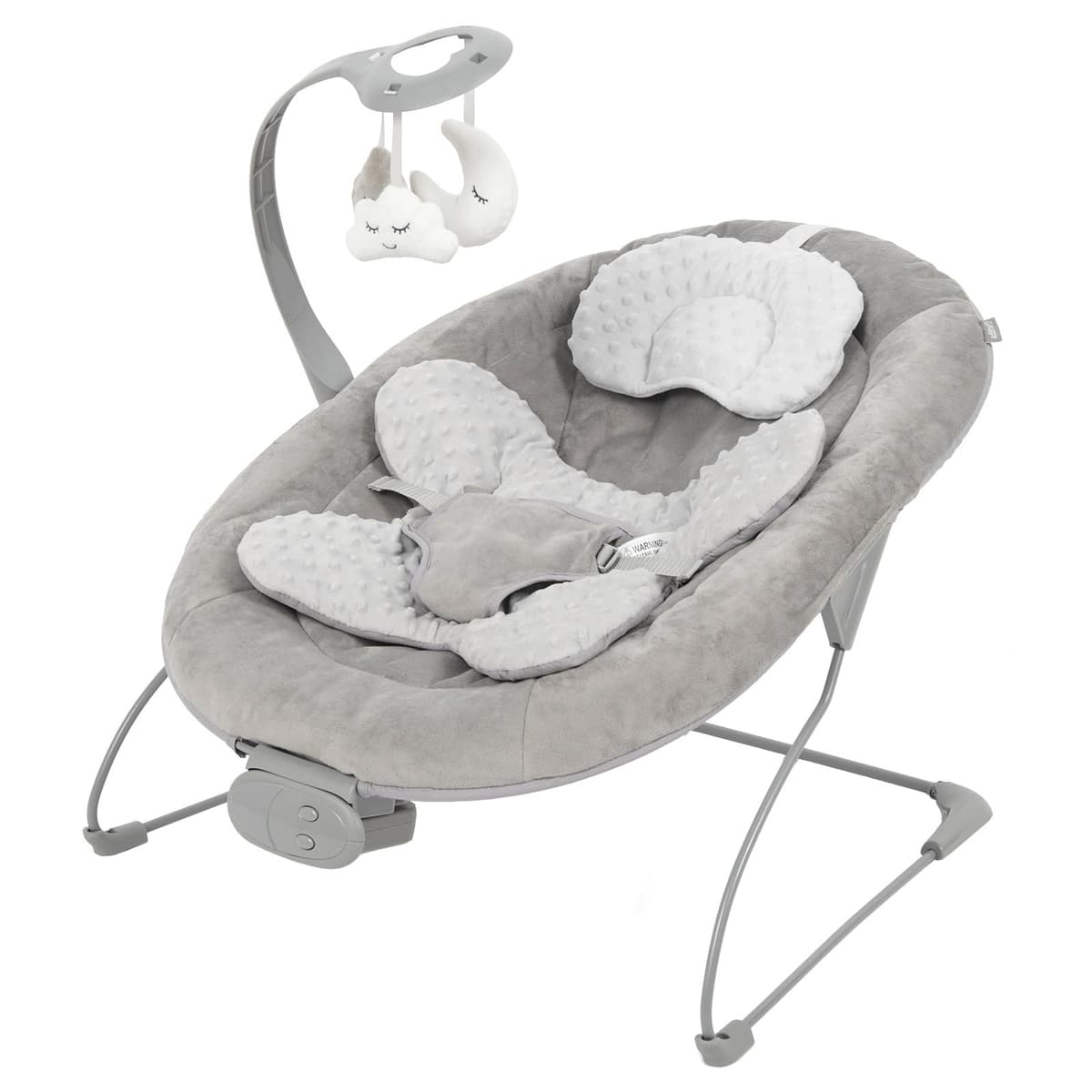 Puggle Comfy Snug Plush Music & Vibration Bouncer - Melange Grey