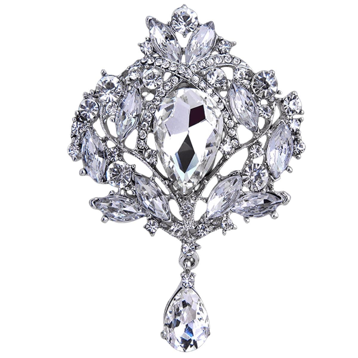 FAIRYGATE Rhinestone Brooch Clothing Jewellery Accessories Fashion Elegant Shiny Crystal Teardrop Brooches Wreath Pendent Lapel Pin，B36 — view 57