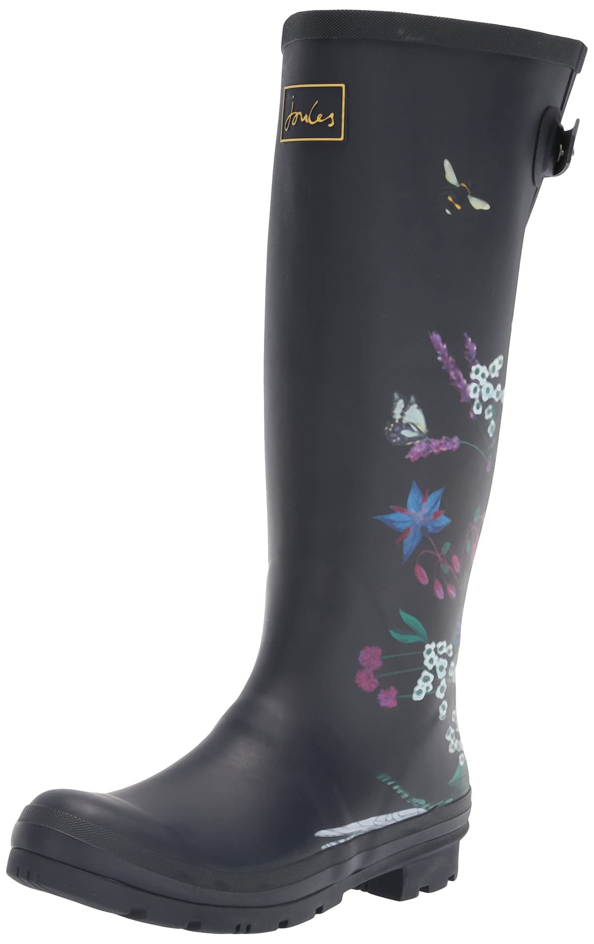 Joules Womens Welly Print With Adjustable Back Gusset - Black Metallic Bees — view 8