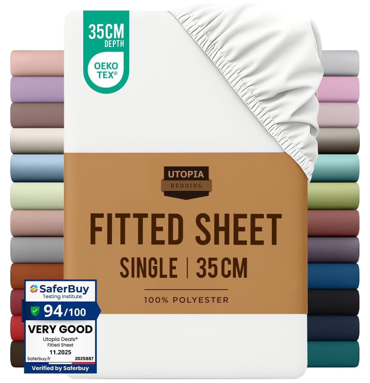 Utopia Bedding Fitted Sheet King, Grey - Deep Pocket 14 inch (35 cm) - Easy Care - OEKO-TEX Certified - Soft Brushed Microfibre Fabric - Shrinkage and Fade Resistant - Bottom Sheet — view 140