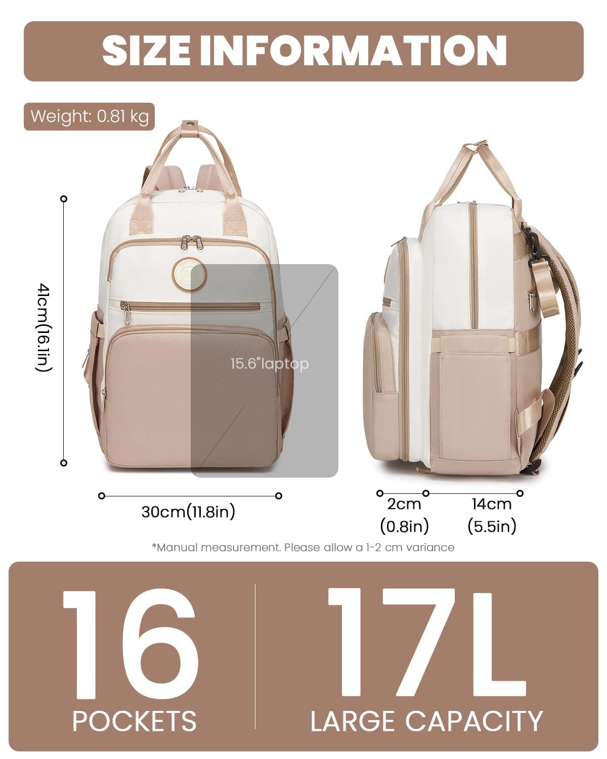 Miss Lulu Mochila Pañalera Bebé Impermeable Gran Capacidad, Mochila Maternidad Multifuncional con Correas para Cochecito, Bolsa Isotérmica para Biberones Ideal para Mamá y Papá en Viaje — view 3