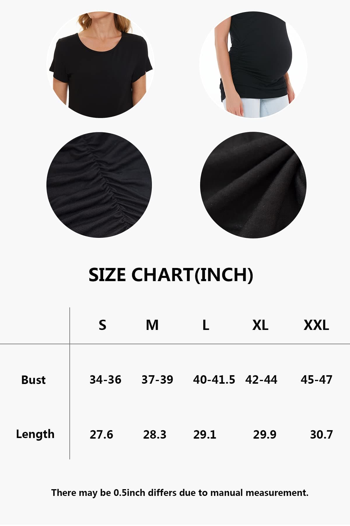 Smallshow Maternity Clothing Tops Side Ruched Pregnancy Clothes for Women 3-Pack — view 7