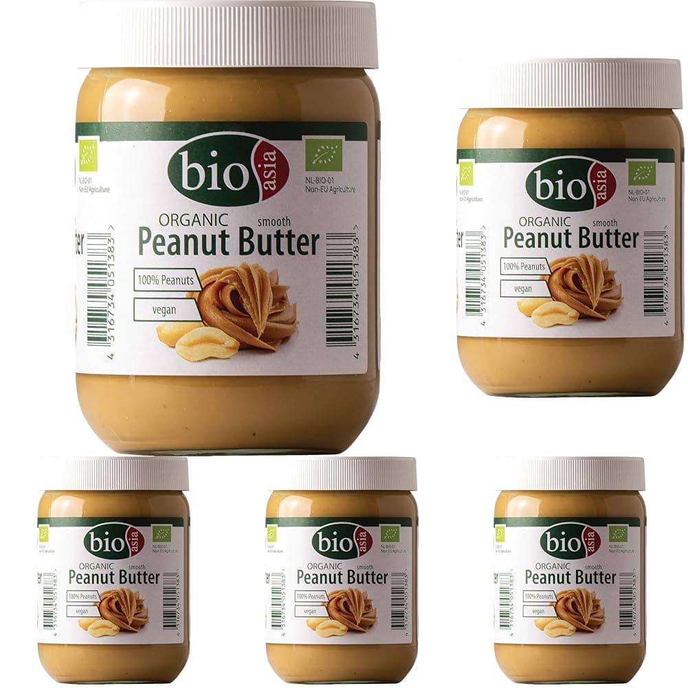 BIOASIA Crema de cacahuete ecológica – Peanut Butter – hecha con 100 % cacahuetes tostados, cremosa, sin aditivos, en tarro de cristal, vegana y sin gluten, 500 g — view 5