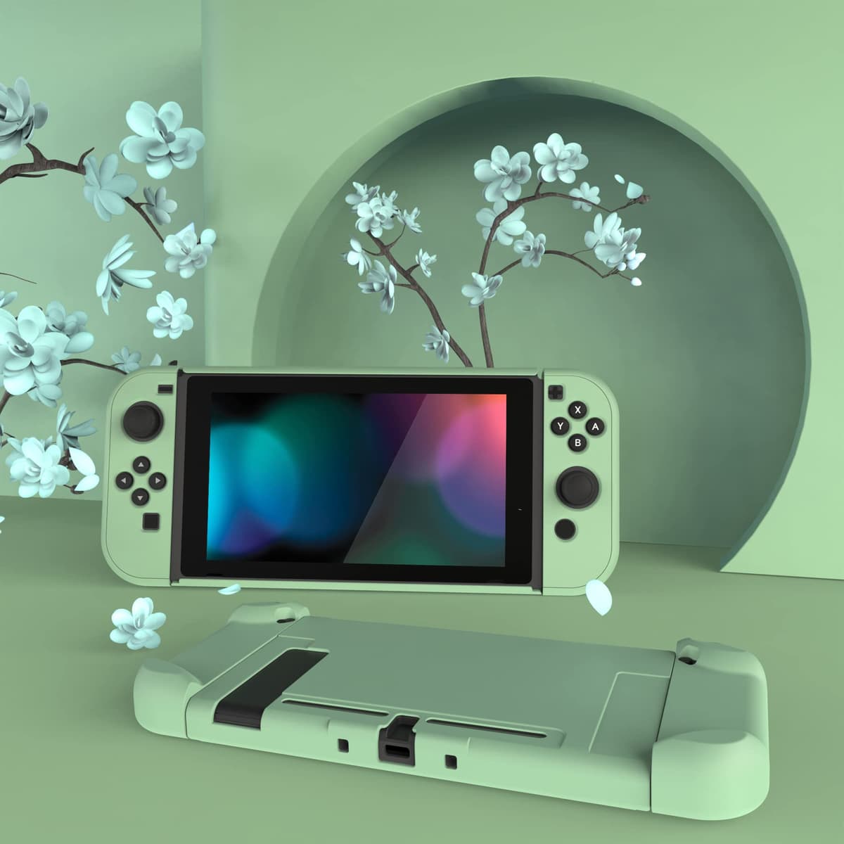 eXtremeRate PlayVital Funda para Nintendo Switch Carcasa Estuche Acoplable Protector Tacto Suave Case de Joycons Protectora Duradera Cover Cáscara para Control Switch Joycon Consola(Matcha Verde) — view 4