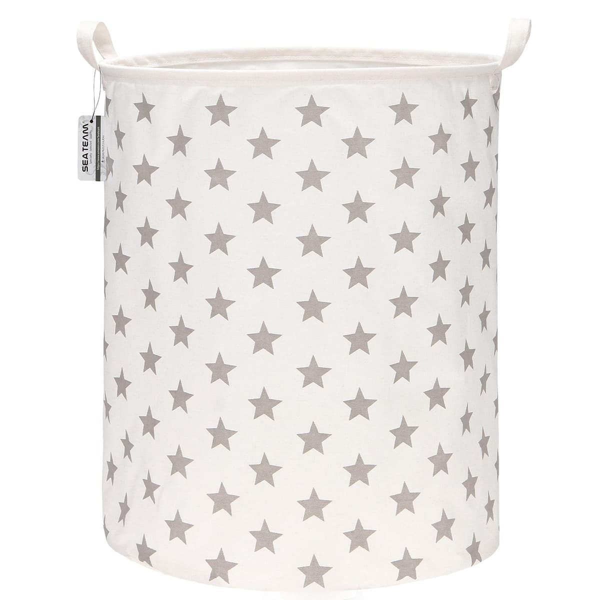 Sea Team 19.7 Inch Large Sized Waterproof Coating Ramie Cotton Fabric Folding Laundry Hamper Bucket Cylindric Burlap Canvas Storage Basket with Stylish Grid Pink Design — view 14