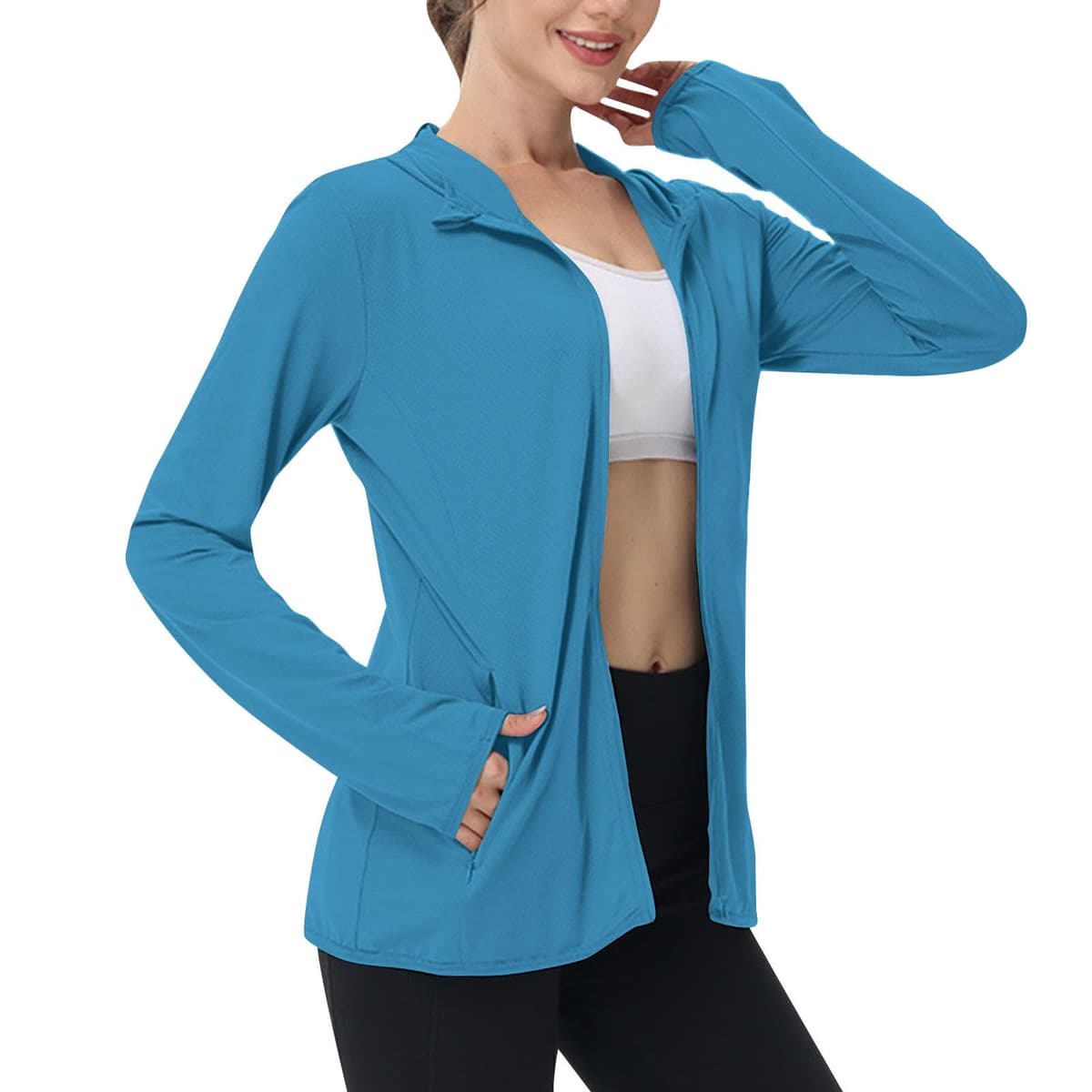 Sun Jacket for Women UPF 50+ Lightweight Athletic Jacket Sun Protection Full Zip Hoodies Shirts Hiking Outdoor Pockets — view 10