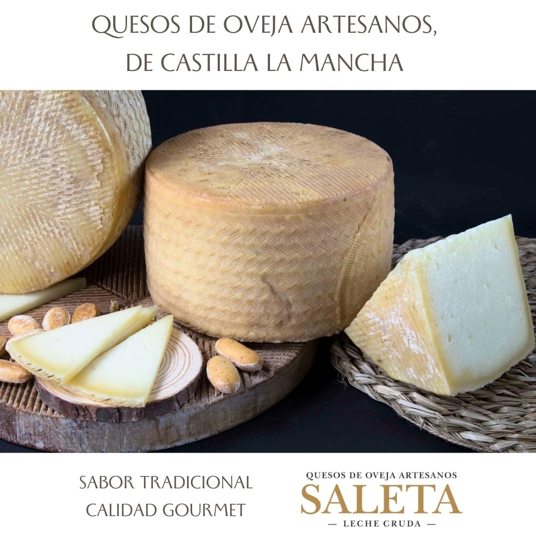 SALETA® Cesta Quesos Gourmet Regalo | Queso Oveja de La Mancha | 6 Cuñas Queso Semicurado, Curado, con Guindilla, Trufa, Añejo y en Aceite de Oliva Virgen Extra | "Pack Tentaciones 1,5Kg" — view 5