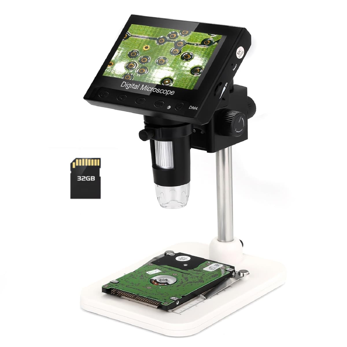 WADEO 7'' LCD Digital Microscope 1200X, 16MP 1080P Coin Microscope with 8 LED Lights and Fill Light, Compatible with PC/TV, Windows/Mac OS, with 32G Card and Remote Control — view 11