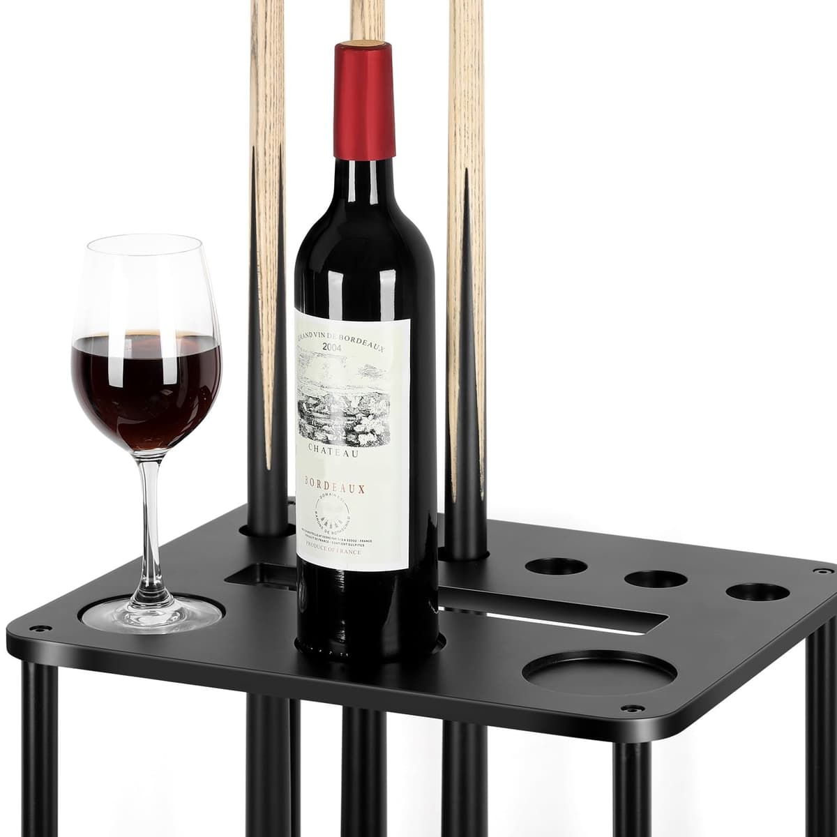 smusei Soporte para palos de piscina, soporte para tacos de piscina, soporte para palos de billar, accesorios para mesa de billar, sala de juegos, club, capacidad para 6 tacos, color negro — view 3