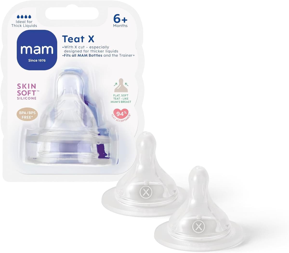 MAM Teats Size 3 | 2 Pack | Fast Flow | Suitable from 4+ Months | Fits All MAM Bottles | Made from SkinSoft Silicone | Baby Accessories — view 9