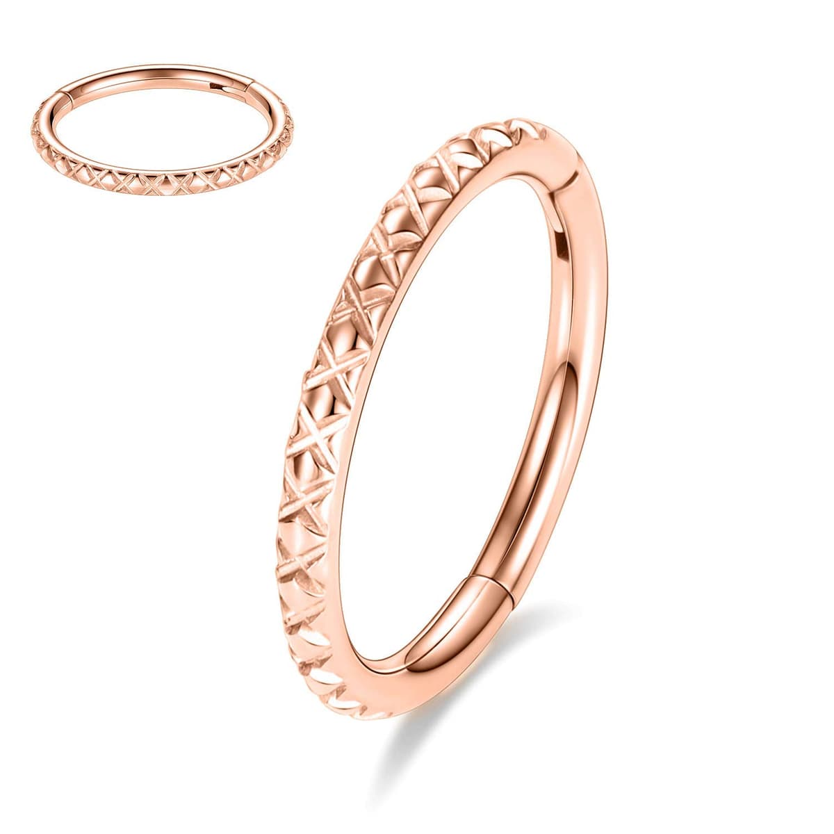 hengkaixuan CZ/Opal Nose Rings Conch Jewellery Septum Clicker 316L Surgical Steel Segment Ring Helix Cartilage Earrings Hoop Daith Tragus Rook Piercing Jewellery — view 57