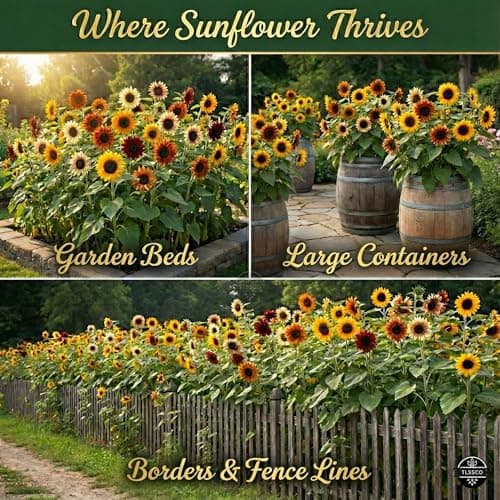 TLSSCO Sunflower Seeds for Planting (17 Varieties, Crazy Mixture), 549+ USA Premium Non-GMO Sunflower Seeds for Planting Indoor & Outdoor, Attracts Butterflies & Bees, Pack for 2026 — view 2