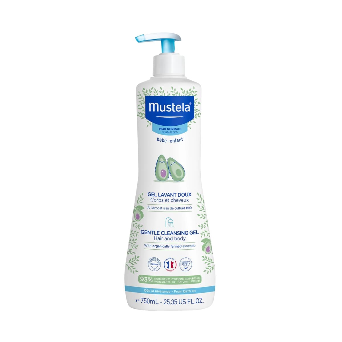 MUSTELA Gel de baño Suave válvula dosificadora, Negro, 750 ml (Paquete de 1)