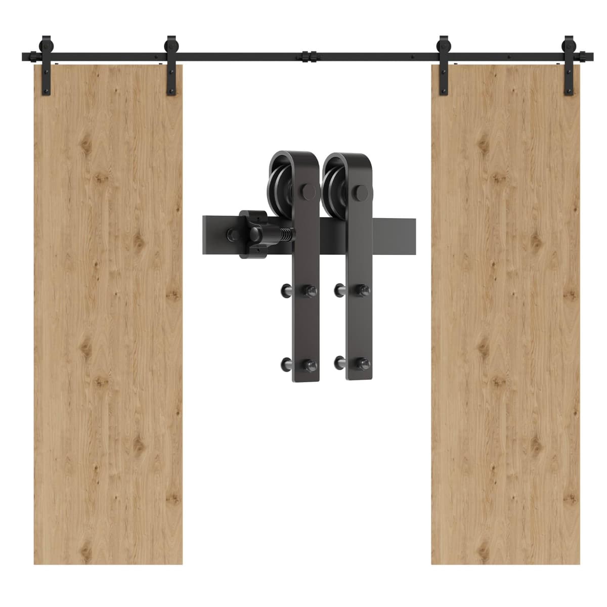 Kit de herrajes para puerta corredera de madera de granero de 335 cm para puertas dobles